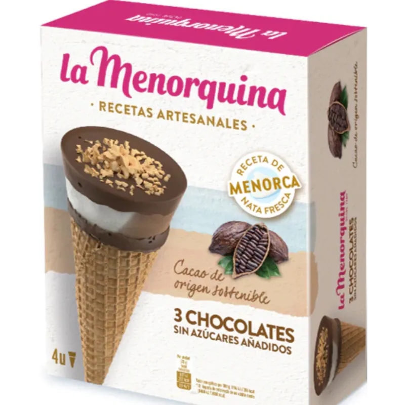 Caja de Helado Cono 3 chocolates 