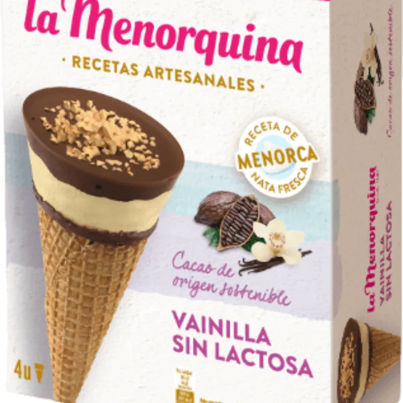 Caja de Helado Cono Vainilla sin lactosa Menorquina 