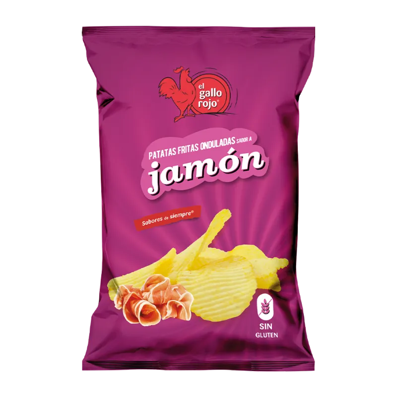 Chips onduladas Jamón Gallo Rojo 