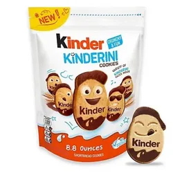 Kinder Kinderini Shortbread Cookies, Crunchy Biscuits Snack With Fun Expressions