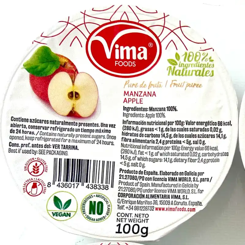 Pure de manzana Vima 