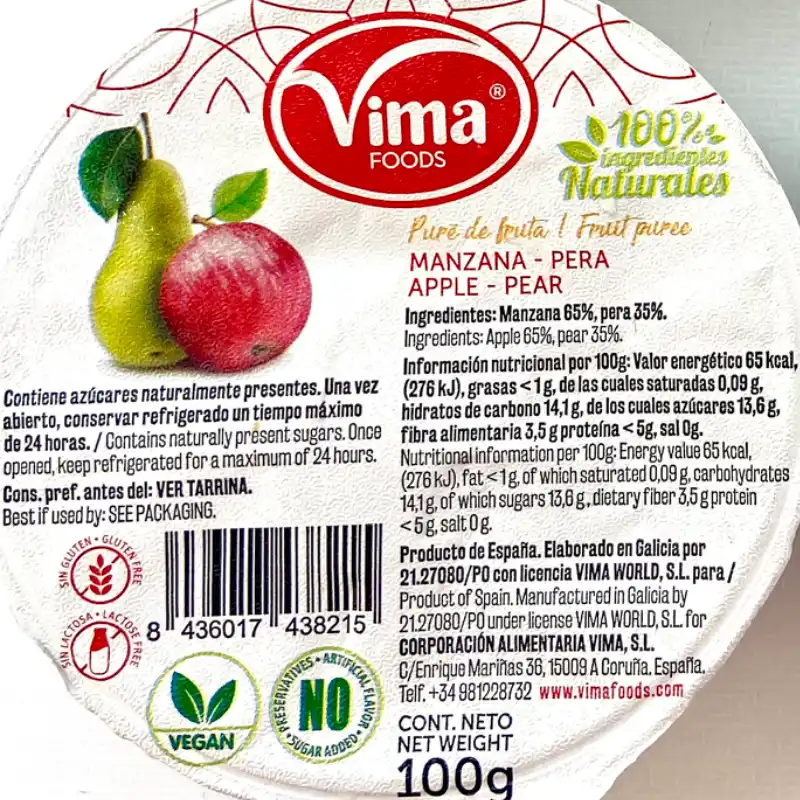 Puré de manzana y pera 