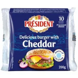 Queso para hamburguesa sabor Cheedar President