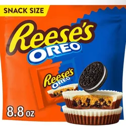 Reeses's OREO Milk Chocolate and White Creme Snack Size Peanut Butter Cups Candy