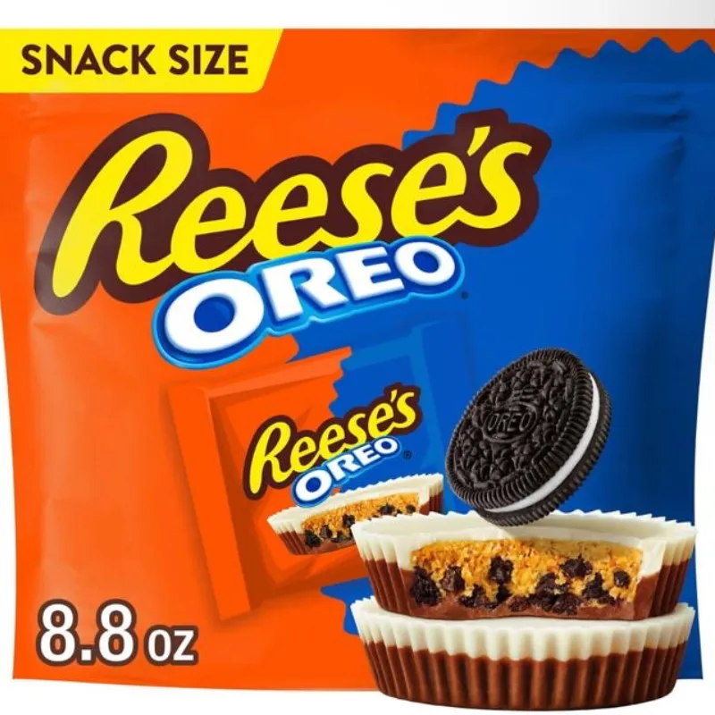 Reeses's OREO Milk Chocolate and White Creme Snack Size Peanut Butter Cups Candy