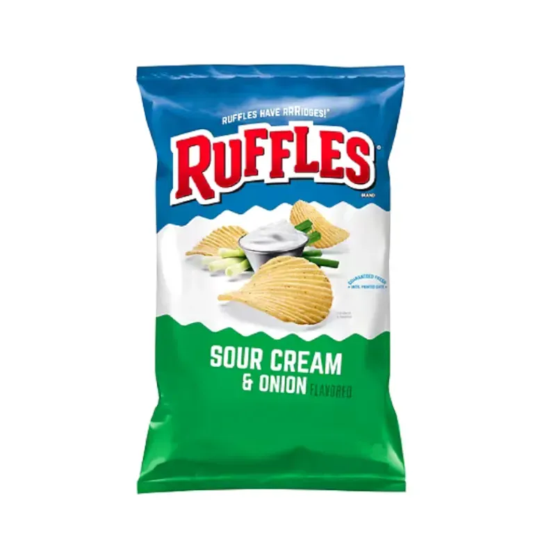 Papas Ruffles sabor Crema agria y Cebolla