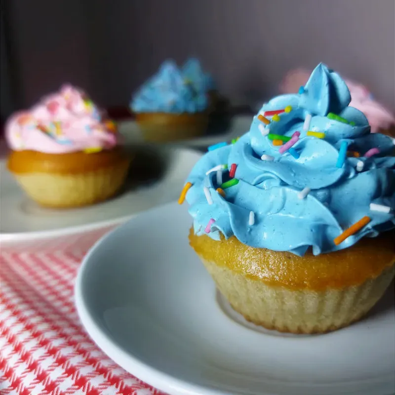 CUPCAKES CON MOUSSE DE VAINILLA 