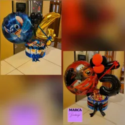 Detalle con globo temático y globo de # 🥰