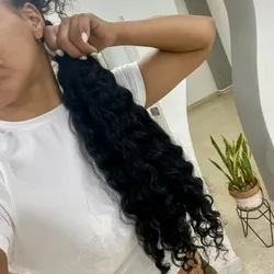 Coleta cabello rizo, color negro teñido 50 cm