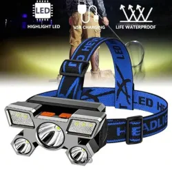 ‼️Linterna frontal recargable de 5 LED‼️