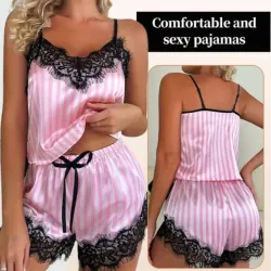 ‼️Pijama de satin de rayas‼️