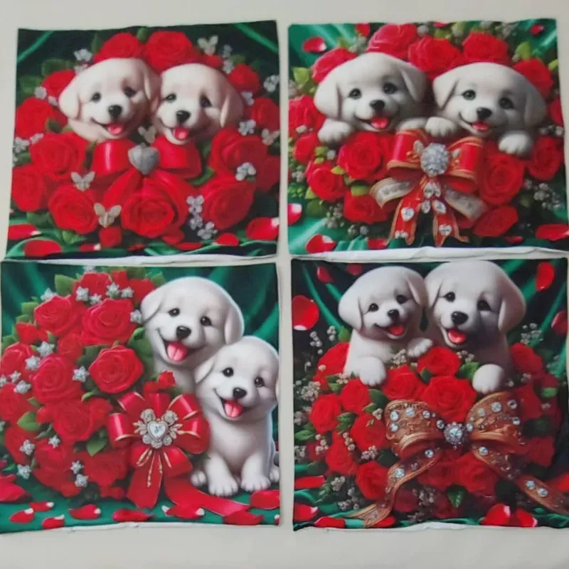 ‼️Set de 4 forros de cojines‼️  🐶 🌹 