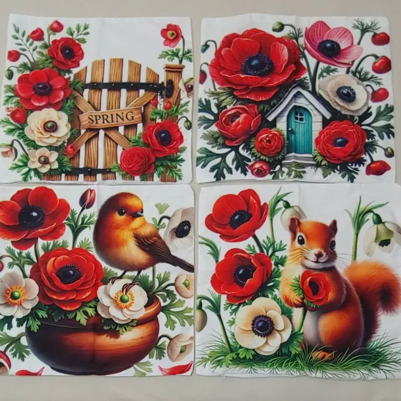 ‼️Set de 4 forros de cojines‼️ 🐿  🌷 🏡 