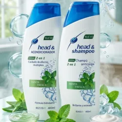 Set de shampoo + acondicionador anticaspa olor a menta