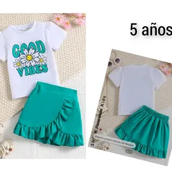 Conjunto de niña azul agua 