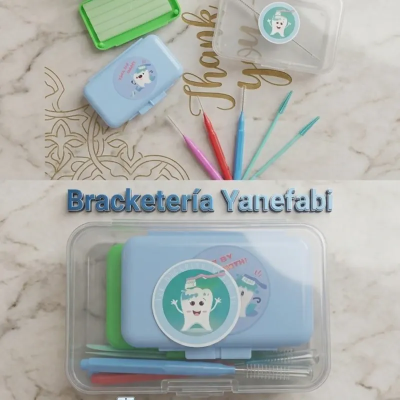 Kit de Ortodoncia #1. • 2 Ceras de Ortodoncia para peladuras • 3 cepillos interdentales • 2 cepillos intraorales • Caja transparente para guardar en bolso, cartera o mochila.