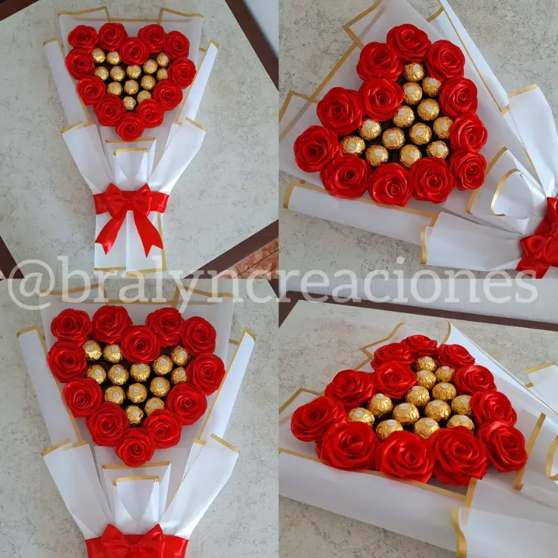 Ramo de Coraz贸n con Ferrero Rocher