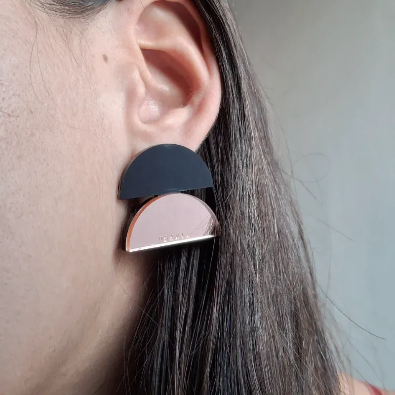 Bauhaus 2 semicirculos oro rosa