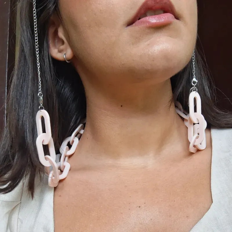 Cadena de espejuelos/Collar rosa pastel