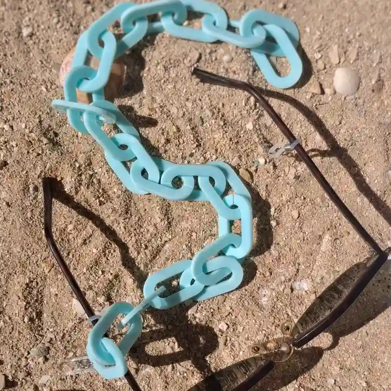 Cadena de espejuelos/Collar azul celeste