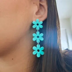 Flores largas turquesa