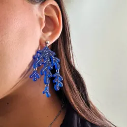 Pendientes Corales grandes/ color: azul oscuro
