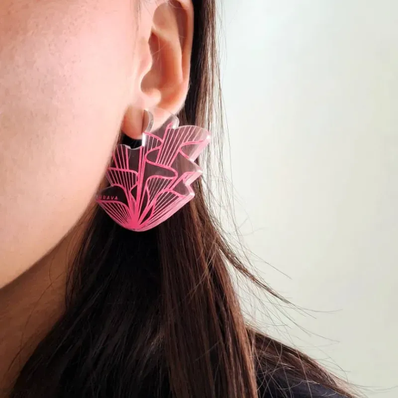Pendientes arrecife/ color: rosado