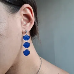 Pendientes tres conchas azul oscuro