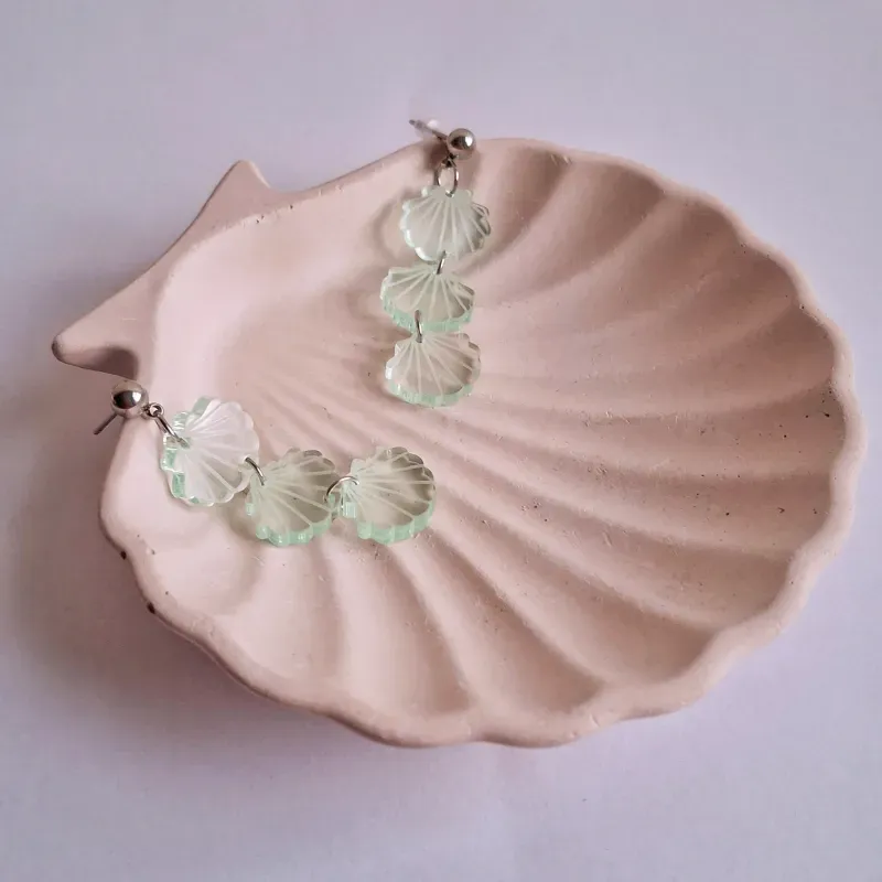 Pendientes tres conchitas cristal