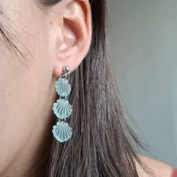 Pendientes tres conchitas cristal