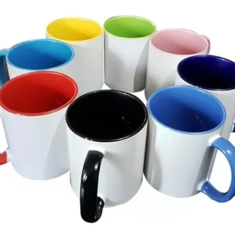 Tazas con interior y aza de color