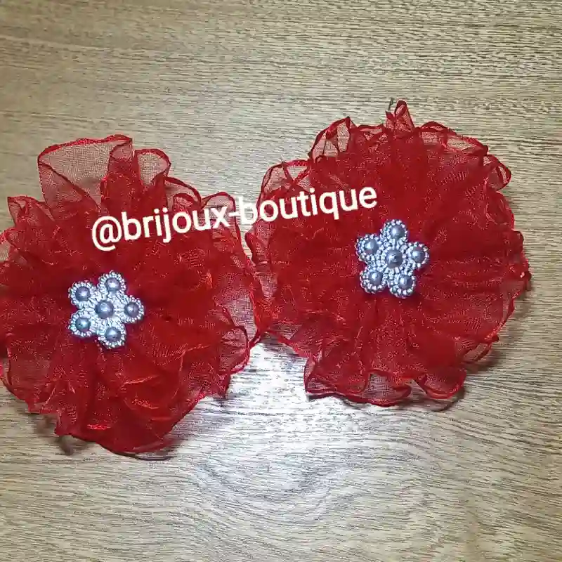 Pompon de organza chico con centro 