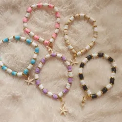 Pulsera de fimos planos y estrella de piedra