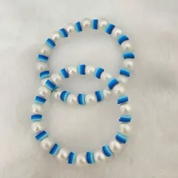 Pulsera de perlas de 8mm y fimos planos