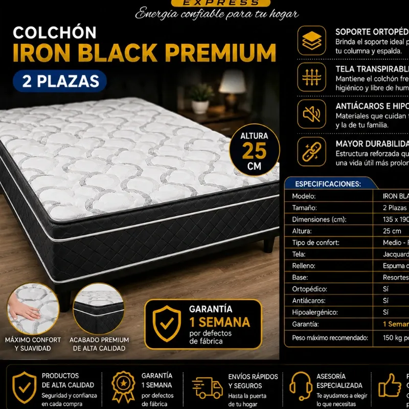 Colchรณn camero IRON BLACK PREMIUM