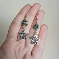 Aretes de cuarzo con dije de estrella-espiral