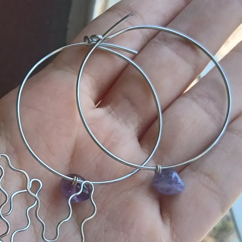 Argollas con piedra semipreciosa (Grandes)