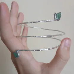 Brazalete de dos vueltas con cuarzo (sin espiral)