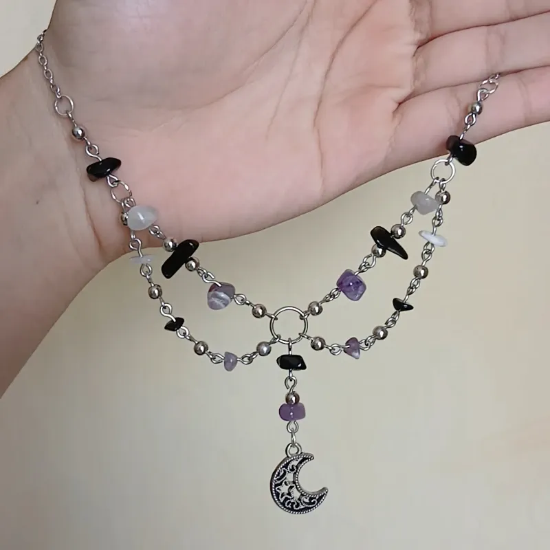 Collar de cuarzos con colgantes y dije