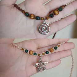 Collares de macramé con dije grande y cuarzos