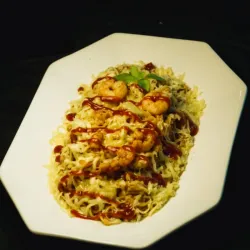 Espaguetis con Camarones 