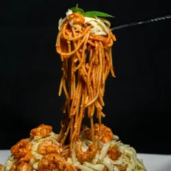 Espaguetis con Camarones 