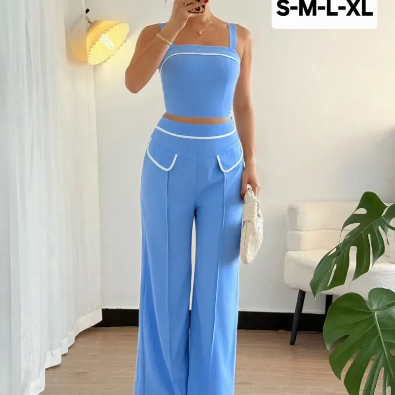Conjunto blusa y pantalón de mujer Azul