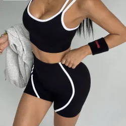 Juego licra y top Negro 