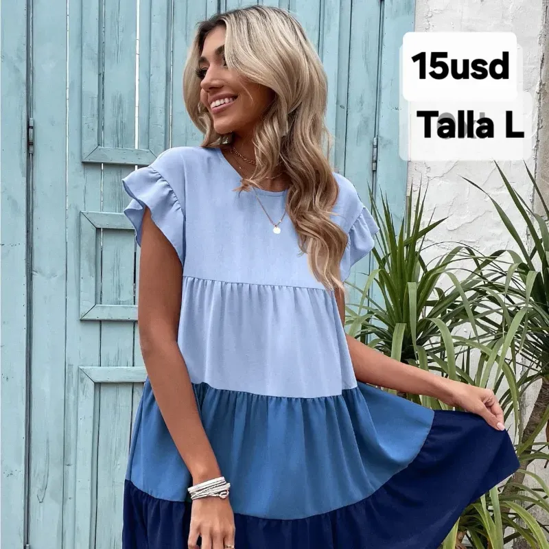 Vestido Azul 3 Tonos