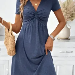 Vestido Azul Nudo Alante 