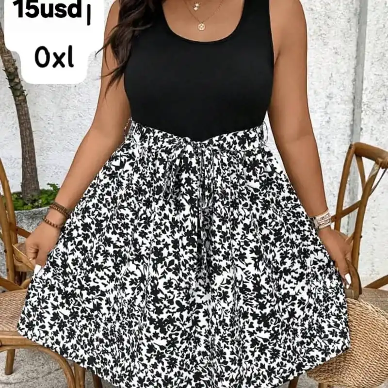 Vestido flores Negro y Blanco