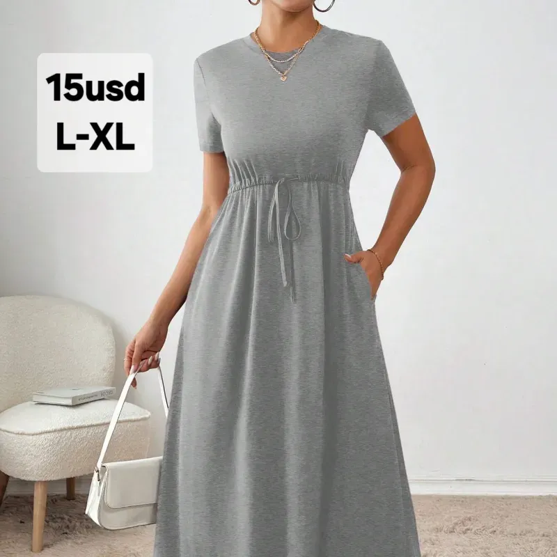 Vestido Largo Tipo Pullover Gris