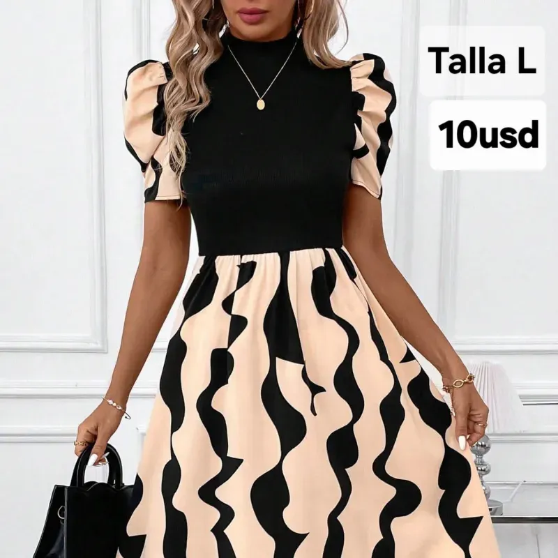 Vestido negro manga mariposa 