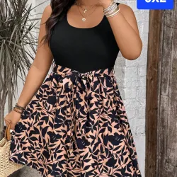 Vestido Negro y flores salmón 